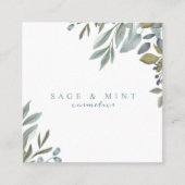 Salie en blad Waterverf groen Vierkante Visitekaartje (Voorkant)