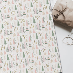 Salie En Blos Nordic Winter Kerstbomen Cadeaupapier