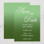 Salie en bosgroene ombre fancy script save the date (Voorkant / Achterkant)