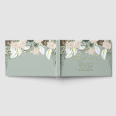 Salie en Crème Gold Folie Jubileum Bloemen Gastenboek (Volledig)