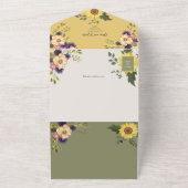 Salie en gele zonnebloem bruiloft all in one uitnodiging (Buitenkant)