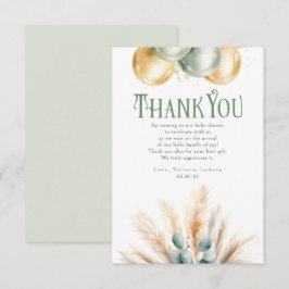 Salie en Goud Baby Shower Kleine Dankjewel Bedankkaart