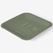 Salie en Goud Eenvoudig Minimaal Formeel Modernist Papieren Bordje (Gebogen)