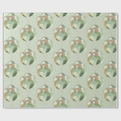Salie en gouden ballonnen patroon cadeaupapier (Vlak)
