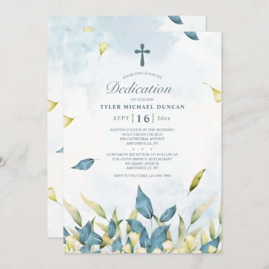 Salie en Gouden Bladeren Inwijdingsuitnodiging Kaart (Voorkant / Achterkant)