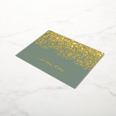 Salie en Gouden Folie Bruiloft Dank u Kaart (Gedraaid)