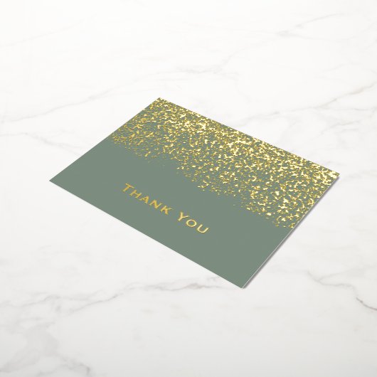 Salie en Gouden Folie Bruiloft Dank u Kaart (Gedraaid)