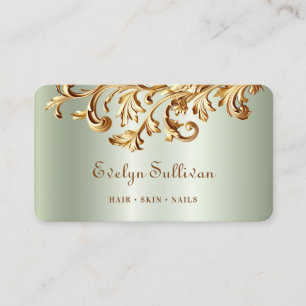 Salie en gouden rococo visitekaartje