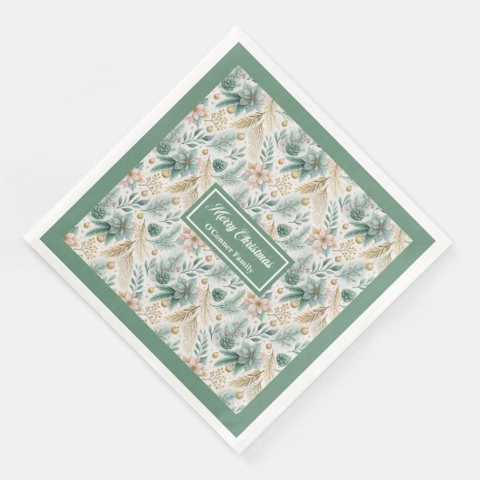 Salie en gouden servetten Elegante kerstbloem (Hoek)