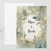 Salie en Gouden Waterverf Uitnodiging (Voorkant / Achterkant)