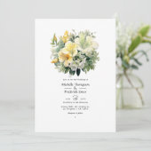 Salie en Ivoor Bloemen Bruiloft Kaart (Staand voorkant)