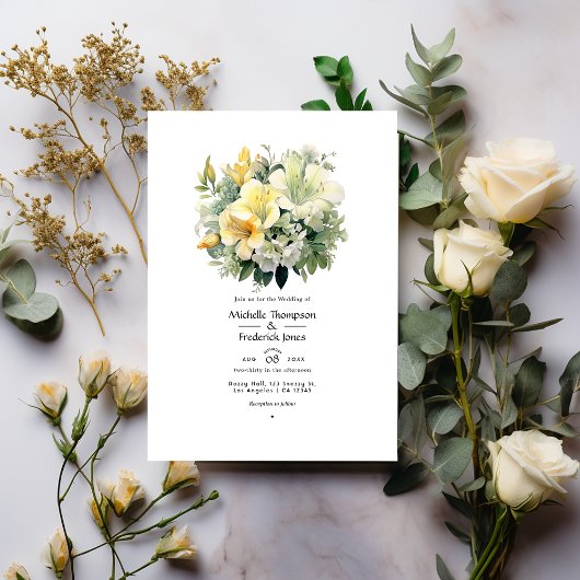 Salie en Ivoor Bloemen Bruiloft Kaart