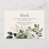 Salie en Ivoor Elegant Bloemen Groen Bruiloft Informatiekaartje (Voorkant)