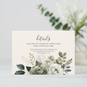 Salie en Ivoor Elegant Bloemen Groen Bruiloft Informatiekaartje (Staand voorkant)