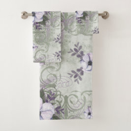 Salie en Lavendel Bloemen Badkamer Handdoek Set