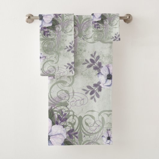 Salie en Lavendel Bloemen Badkamer Handdoek Set (Insitu)