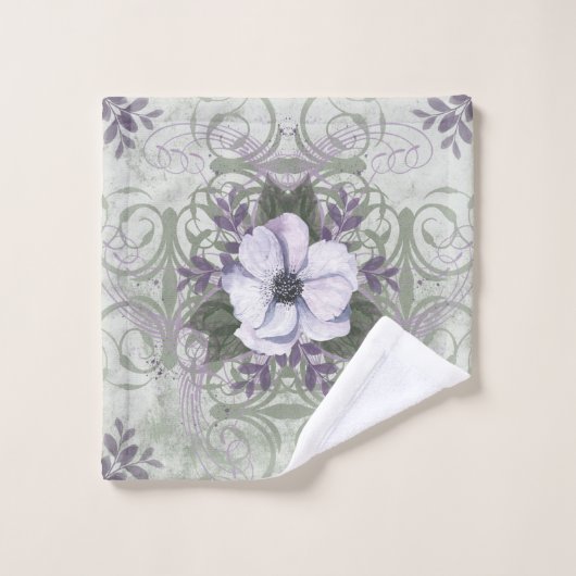Salie en Lavendel Bloemen Badkamer Handdoek Set (Wasdoekje)