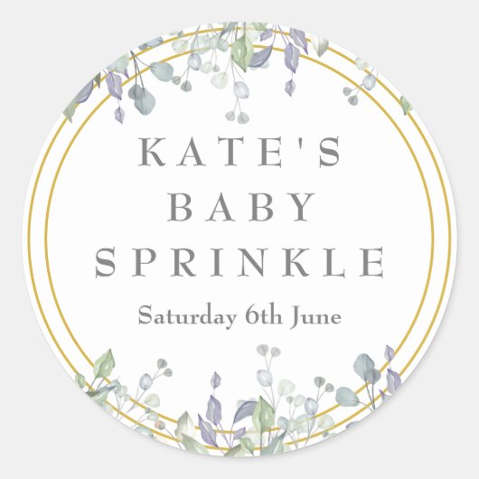 Salie en Lila Weiland Baby Sprinkle Ronde Sticker (Voorkant)