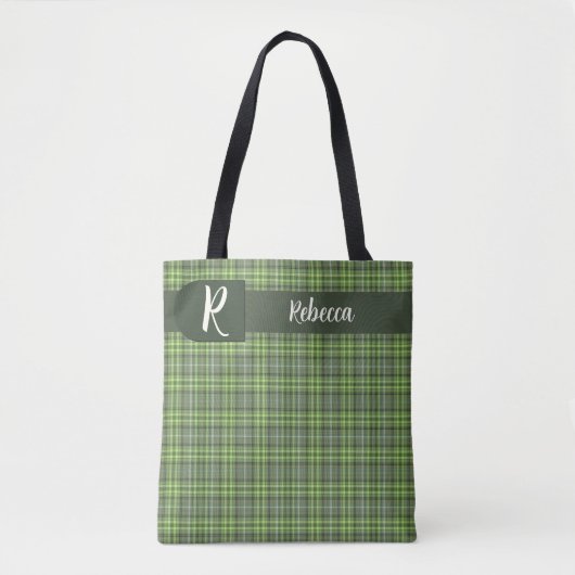 Salie en Olijf Plaid Tote Bag (Voorkant)