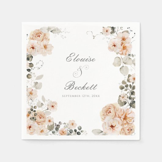  salie en perzik tuin bloemenbruiloft servet (Voorkant)