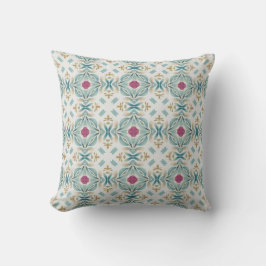 Salie en Plum Waterverf Floral Tegel Pattern Kussen