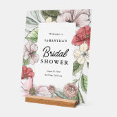 Salie en roze bloemen Vrijgezellenfeest Welkom Acryl Bord (Hoek)