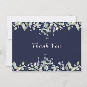 Salie en Sering Bloemgroen Navyblauw Bedankkaart