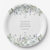 Salie- en Sering Bloemige Bruidsdouche Papieren Bordje (Voorkant)