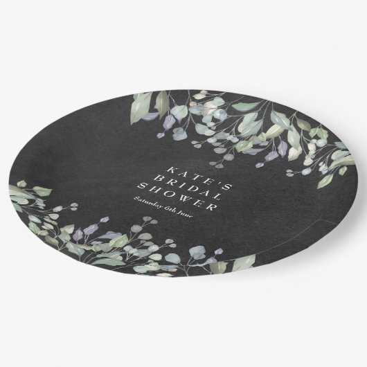 Salie- en Sering Bloemige Schoolbord Bruidsdouche  Papieren Bordje (Gekanteld)