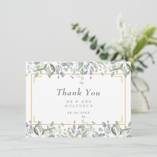 Salie- en Sering Bloemige Trouw Trouwkaart Bedankkaart (Staand voorkant)
