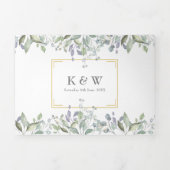 Salie En Sering Groene Monogram Foto Bruiloft Drieluik Uitnodiging (Cover)