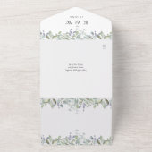 Salie en Sering Groene QR-code Monogram Bruiloft All In One Uitnodiging (Buitenkant)