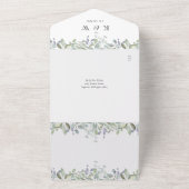 Salie en Sering Groene QR Code Monogram Huwelijk All In One Uitnodiging (Buitenkant)