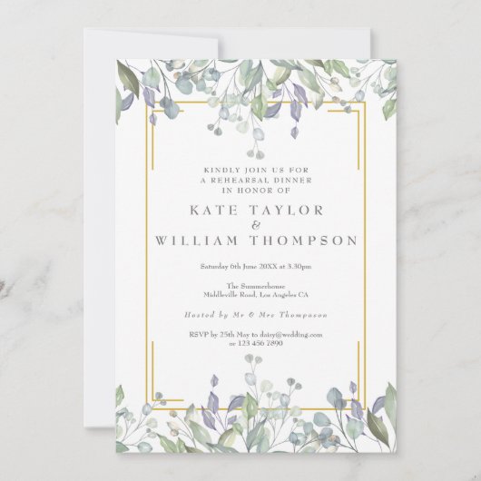 Salie- en Sering Waterverf Bloemstuk Oefendiner Kaart (Voorkant)