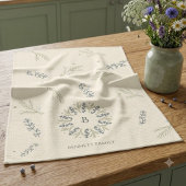 Salie- en Teal Kerstkrans Monogram Kerstmis Theedoek