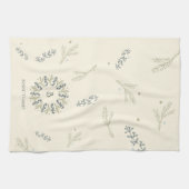Salie- en Teal Kerstkrans Monogram Kerstmis Theedoek (Horizontaal)