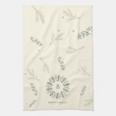 Salie- en Teal Kerstkrans Monogram Kerstmis Theedoek (Verticaal)