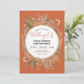 Salie en terracotta rustieke gedroogde bloemen bru kaart (Staand voorkant)