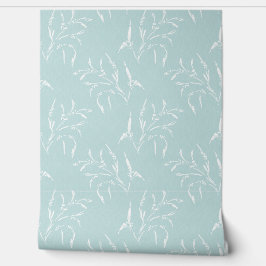 Salie en wit botanisch patroon behang