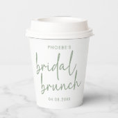 Salie en Wit Minimalistisch Script Bruids Brunch Papieren Bekers (Achterkant)