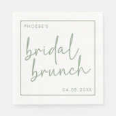 Salie en Wit Minimalistisch Script Bruids Brunch Servet (Voorkant)