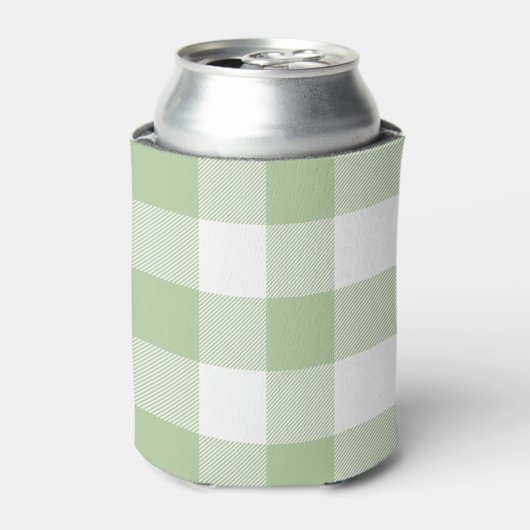 Salie en Witte Buffalo geruite Gingham Blikjeskoeler (Blikje Voorkant)