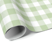 Salie en Witte Buffalo geruite Gingham Cadeaupapier (Rol Hoek)