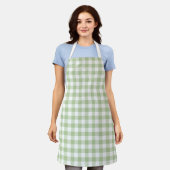 Salie en witte Buffalo geruite gingham Schort (Gedragen)