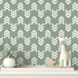 Salie En Witte Moderne Getextureerde Chevron Pijle Behang