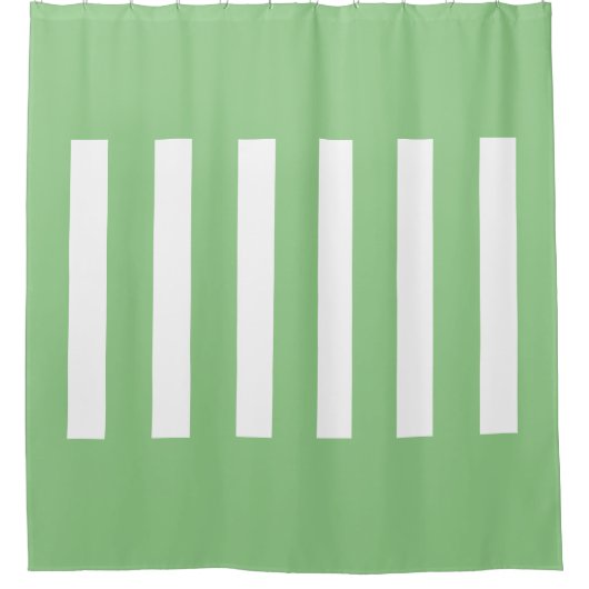 Salie en witte strepen douchegordijn (Voorkant)