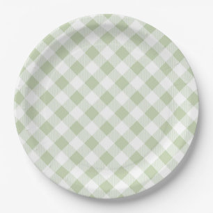Salie En Witte Vintage Feestje Papieren Bordje