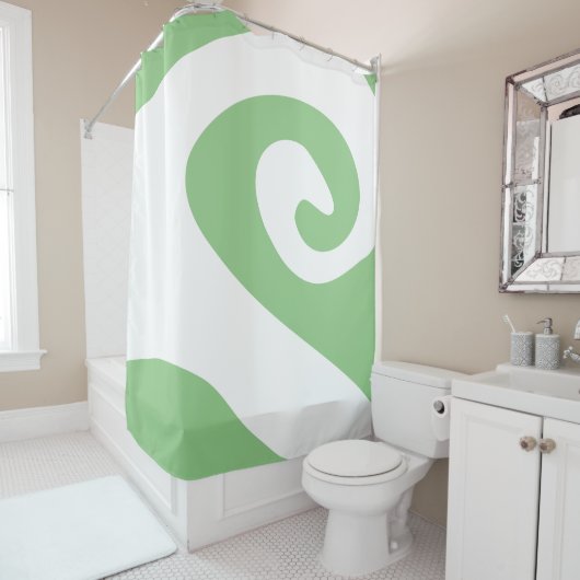 Salie en witte werveling golf douchegordijn (In situ)