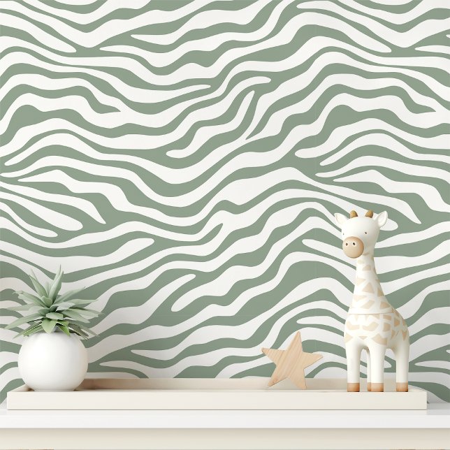 Salie en witte zebra streep behang (Creator heeft geüpload)