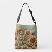 Salie en zonnebloemen crossbody tas (Achterkant)